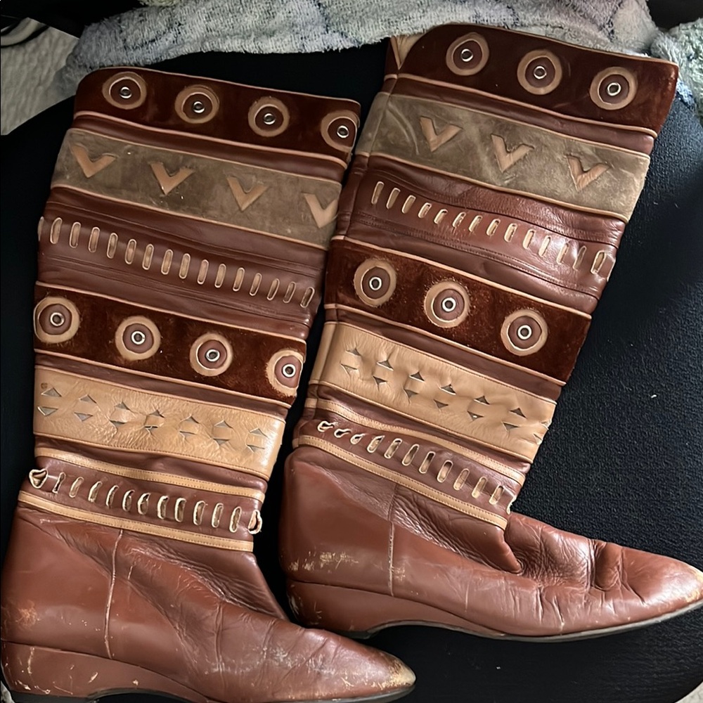 Vintage Brown and Tan Leather Boots
